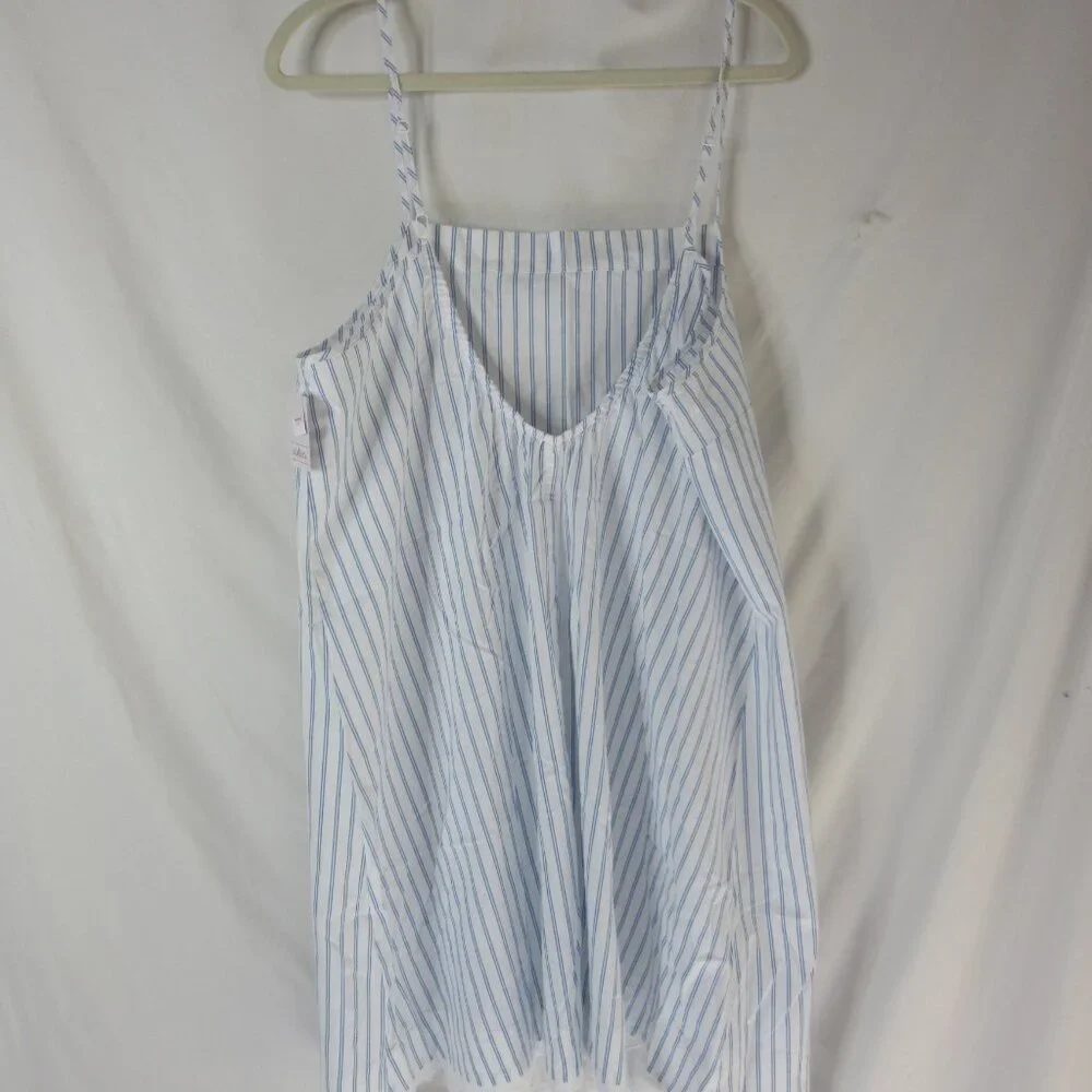 Auden Nightgown Sleep Dress Shortie Striped Cotton Blue White Size Small NWT - Picture 2 of 7